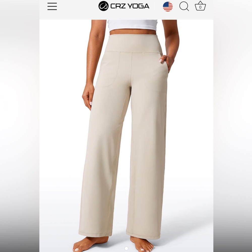 CRZ YOGA Butterlift High Waisted Wide Leg Pants with Pockets 31"